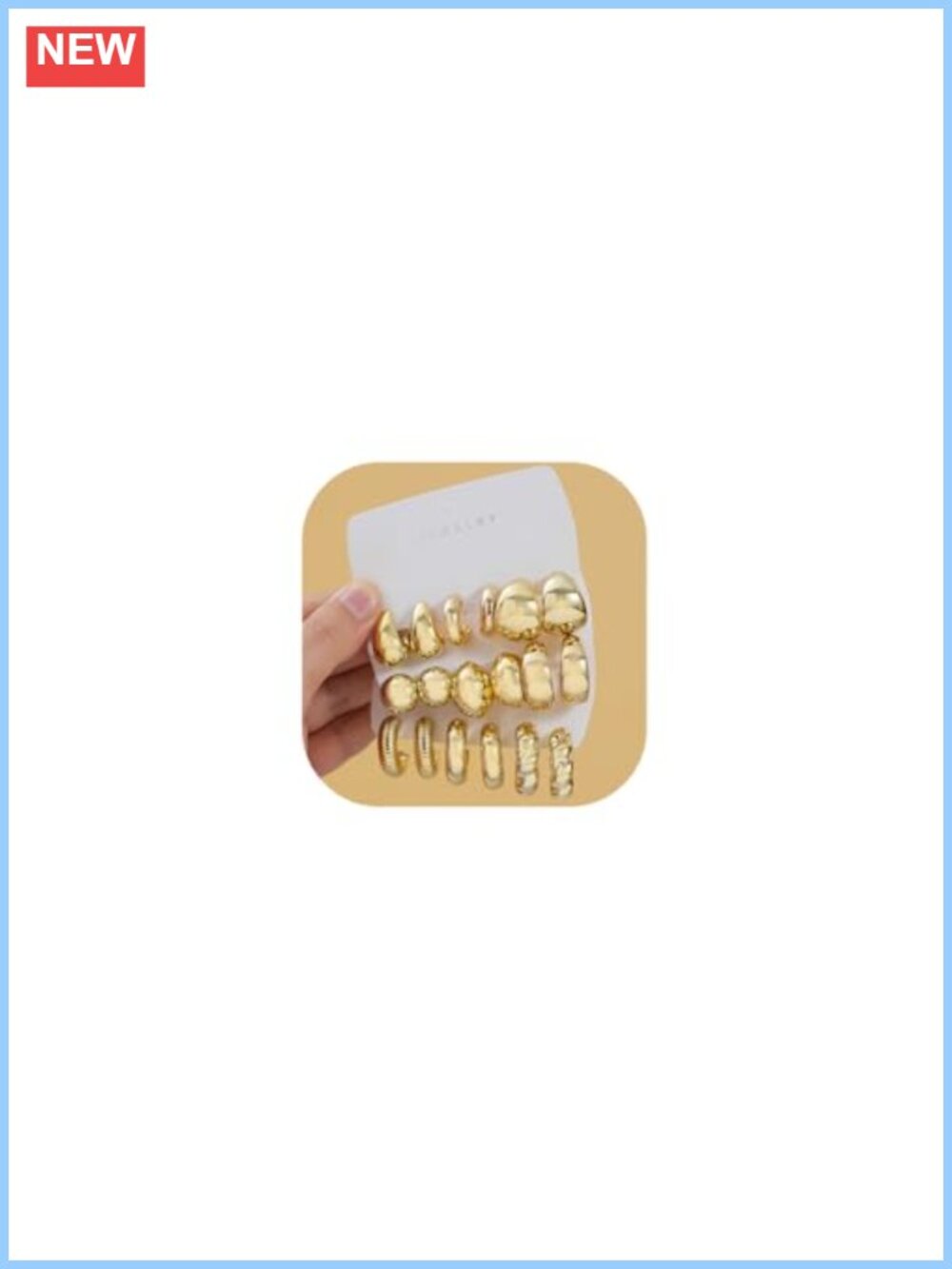9 Pairs Gold Plated Hoop Earrings Set Lightweight Hypoallergenic Jewelry